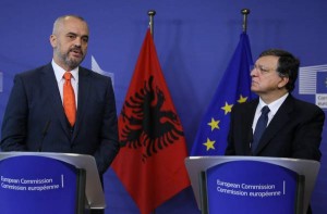 Edi Rama Prime Minister of Albania meets European Commission President Jose Manuel Barroso in Brussels